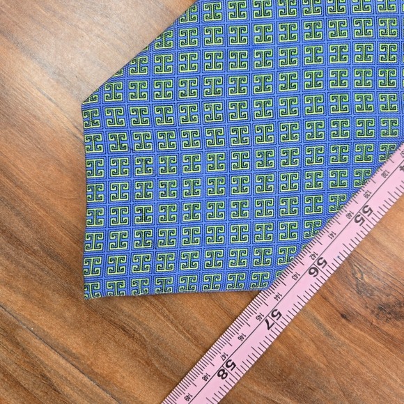 Vintage Peter Blair Silk 58" Tie Blue Geometric Pattern 1990s Made in USA Men's - Picture 3 of 4